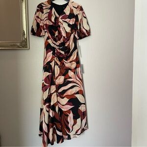 Black Multi Abstract Print Midi Dress